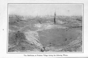 Page 34: The shell-holes of Pozieres Village during the following winter.