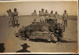 A Hurricane airoplane which crashed while flying over our camp in Palestine.