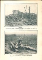 Page 19: 1. Gibraltar. A reinforced concrete entrance to a cellar and German dug-out. The surrounding house had long been blown away. 2. One of the old 5.9 Howitzers taken in the first assault.