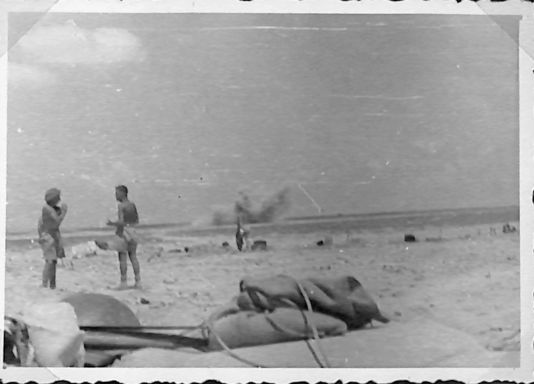 German shells landing in the distance