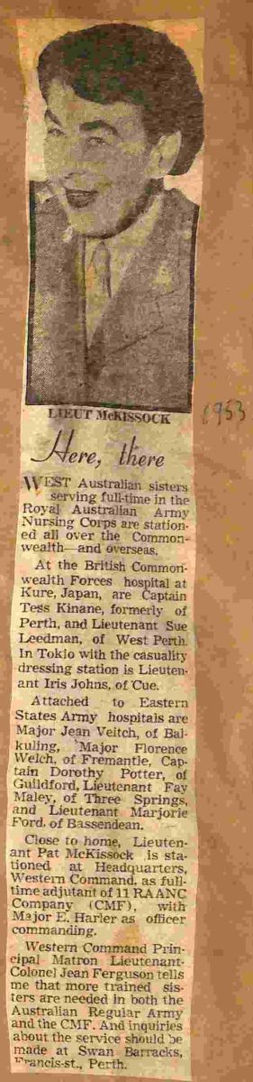 1953 Tess Kinane, Sue Leedman, Iris Johns, Jean Veitch, Florence Welch, Dorothy Potter, Fay Maley, Marjorie Ford, Pat McKissock, E Harler, Jean Ferguson