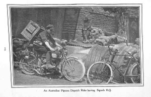 Page 119: An Australian pigeons dispatch rider leaving Signals H.Q.