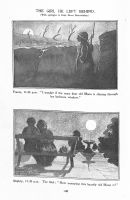 Page 108: The Girl He Left Behind. (with apologies to Capt. Bruce Bairnsfather.) France 11.30pm. "I wonder if the same dear old moon is shining through her bedroom window?" Blighty 11.30pm. The Girl: "How annoying this beastly old moon is!"