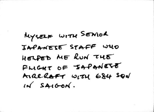 A Rieck with senior Japanese staff who helped him run the flight of Japanese aircraft with 684 Squadron in Saigon