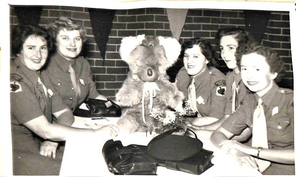 Christmas Party 1953 with the bear raffled for the Coronation Fund which raised 50 pounds.