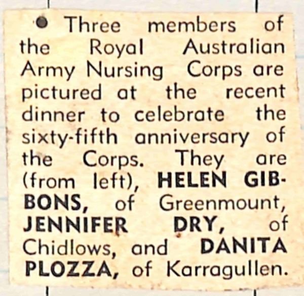 1967 Corps Day, Helen Gibbons, Jennifer Dry, Danita Plozza