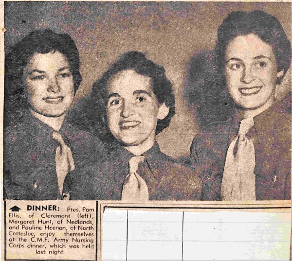 1956 Training camp; Pam Ellis, Margaret Hunt, Pauline Heenon