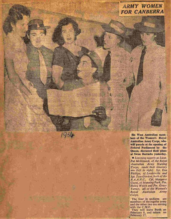 1954 Pat McKissock, Ena Phillips,Tess Gordon, Margaret Guest, Helen Welch, Grace Turner