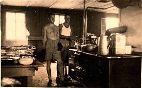 cookhouse No. 1 - 5 spud boilers right of cooks - Oflag 111C 1943