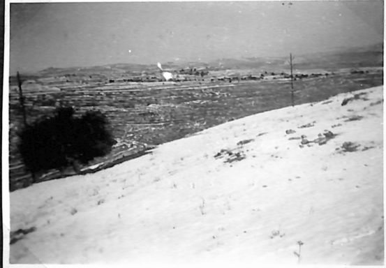 snow on the hills outside Jerusalem