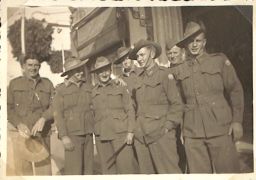 taken outside our hotel in Cairo; Pinky White, Roy Hancock, myself, Syd Lau, Ben Lofthouse, George Smith and Shep
