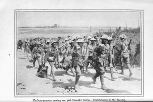 Page 30: Machine-gunners coming out past Casualty Corner: Contalmaison in the distance.