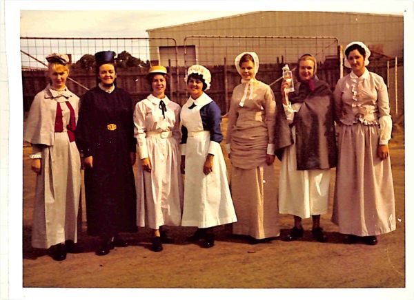 1967 Fashion parade of nursing uniforms throughout the eras.