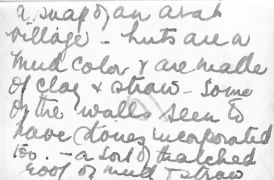 A snap of an arab village. Huts are a mud colour and are made of clay and straw. Some of the walls seem to have stones incorporated too. A lot of thatched roof of mud and straw.