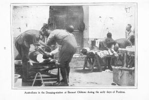 Page 33: Australians in the dressing station at Becourt Chateau during the early days of Pozieres.