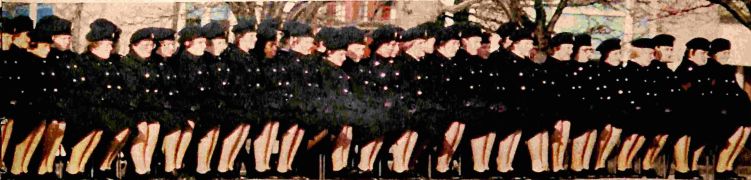 Passing-out day at WRAC Guildford. Sarah is on the end on the right hand side of the photo.